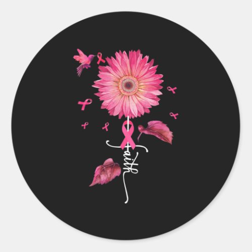 Pink Ribbon Daisy Faith _ Breast Cancer Awareness  Classic Round Sticker