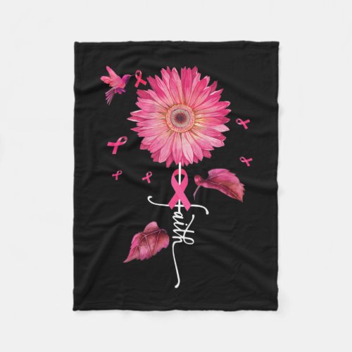 Pink Ribbon Daisy Faith _ Breast Cancer Awareness  Fleece Blanket