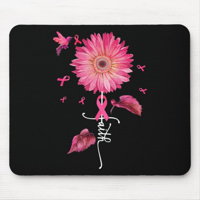 Pink Ribbon Daisy Faith - Breast Cancer Awareness  Mouse Pad (Front)