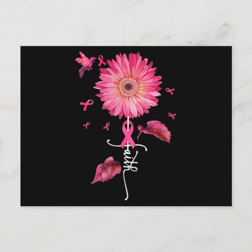 Pink Ribbon Daisy Faith _ Breast Cancer Awareness  Postcard