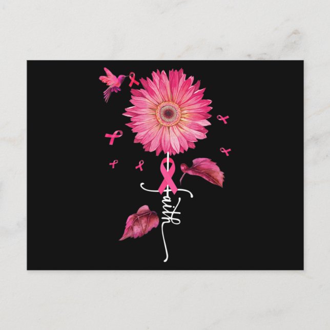Pink Ribbon Daisy Faith - Breast Cancer Awareness  Postcard (Front)