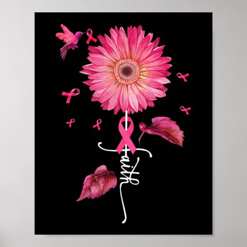 Pink Ribbon Daisy Faith _ Breast Cancer Awareness  Poster