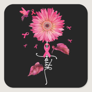 Pink Ribbon Daisy Faith - Breast Cancer Awareness  Square Sticker