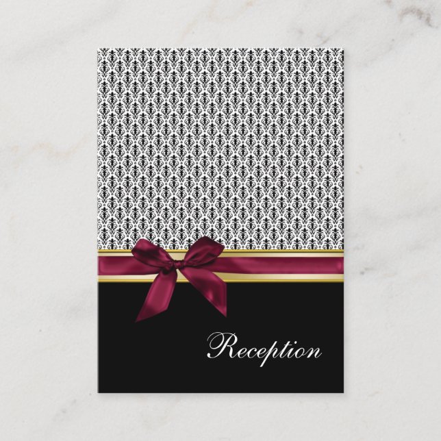 pink ribbon damask Reception   Cards (Front)