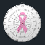 Pink Ribbon Dartboard<br><div class="desc">Simple ribbon shape in pink for breast cancer awareness.</div>