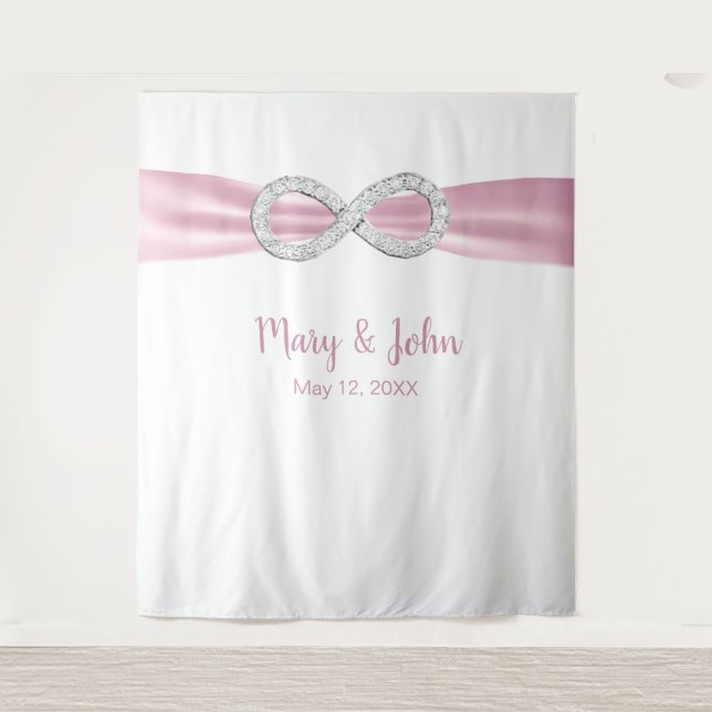 Pink Ribbon Diamond Infinity Wedding Backdrop (Front)