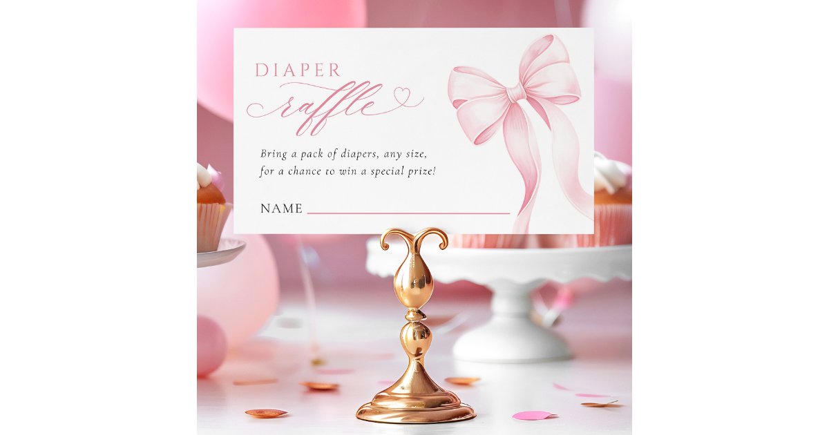 Pink Ribbon G Raffle Pink Ribbon Diaper Raffle Enclosure Card | Zazzle