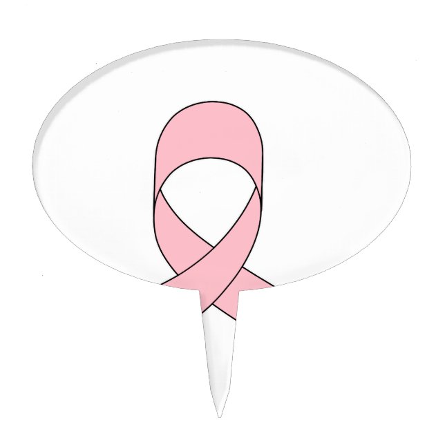 Pink Ribbon Drawing Cake Topper (Front)