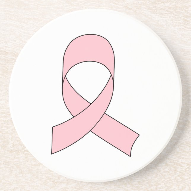 Pink Ribbon Drawing Drink Coaster (Front)