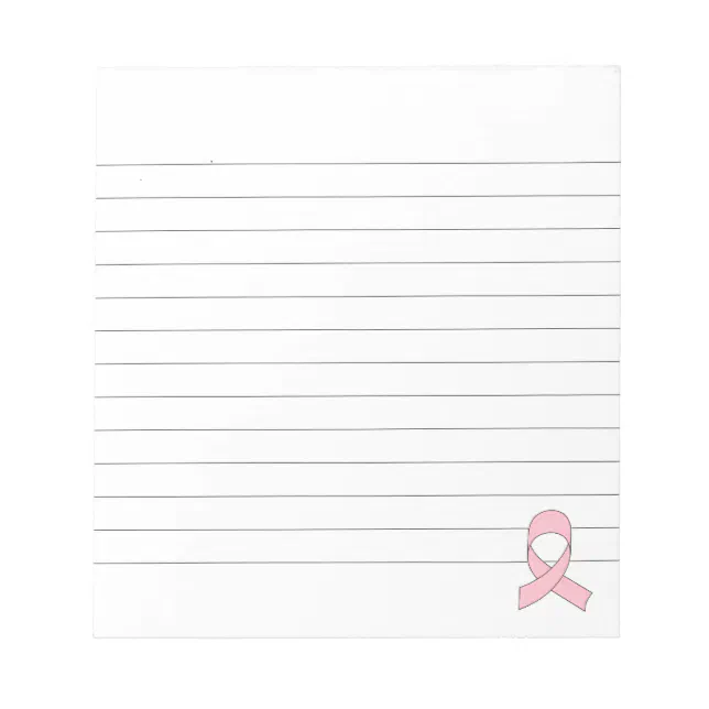 Pink Ribbon Drawing Lined Notepad | Zazzle