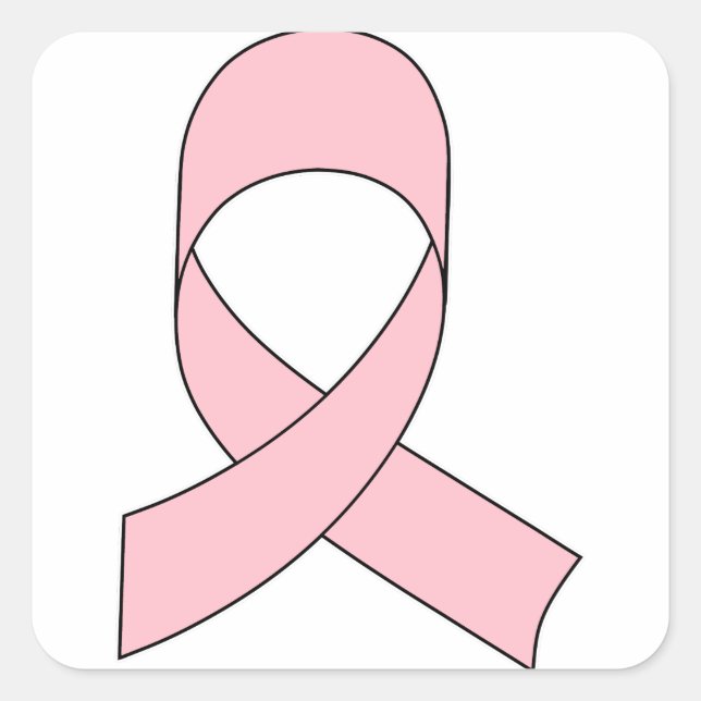 Pink Ribbon Drawing Square Sticker (Front)