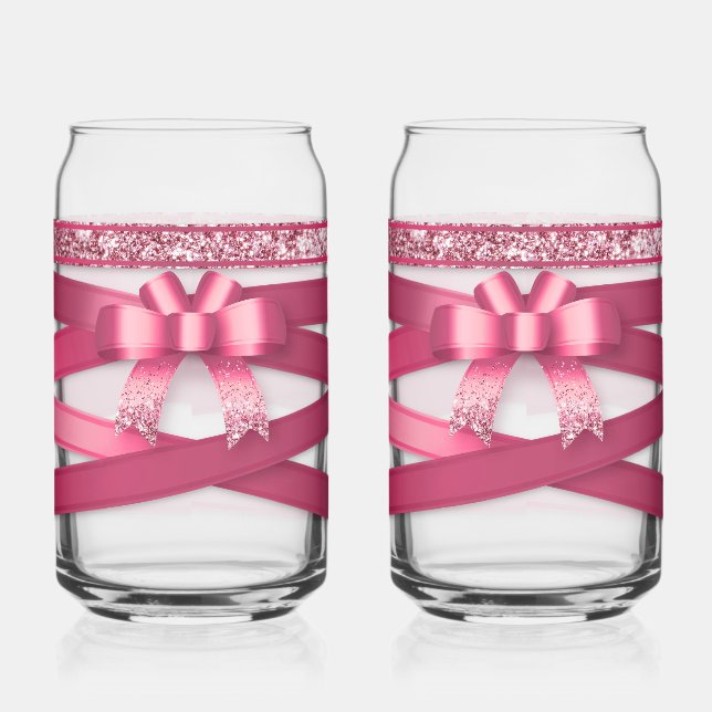 Pink Ribbon Drinkware Set Can Glass (Left)