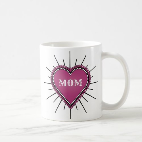 Pink Ribbon Edge Heart Mom Tattoo Coffee Mug