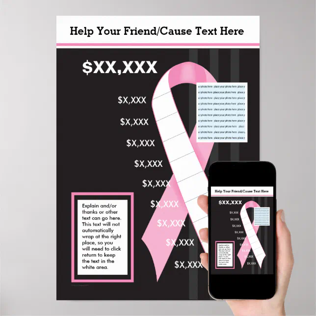 Pink Ribbon Effort Gauge Poster Zazzle