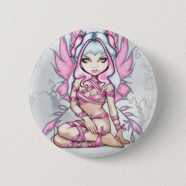 "Pink Ribbon Fairy" Button (Front)