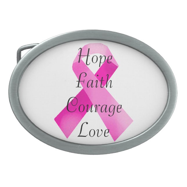 Pink Ribbon Faith Belt Buckle (Front)