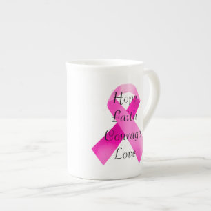 Pink Ribbon Faith Bone China Mug