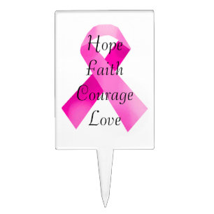 Pink Ribbon Faith Cake Pick