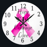 Pink Ribbon Faith Clock<br><div class="desc">The purpose of the pink ribbon is to remind women of the potential dangers of breast cancers and make them take preliminary precautions. It reminds them of the need of a self checkup, and take the requisite measures before it is too late. By wearing this ribbon, you are sending out...</div>