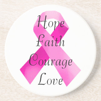 Pink  Ribbon Faith Coaster