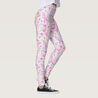 Pink Ribbon Faith Hope Courage Love Breast Cancer Leggings