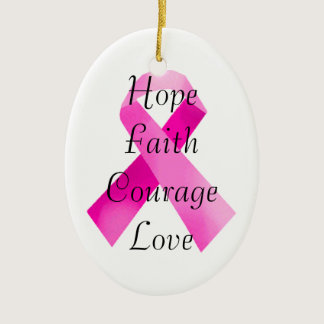 Pink Ribbon Faith Oval Ornament