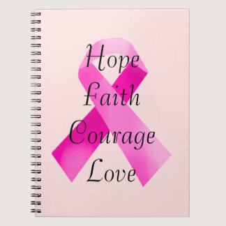 Pink Ribbon Faith Spiral Notebook