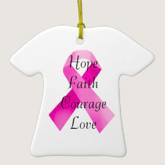 Pink  Ribbon Faith T Shirt Ornament