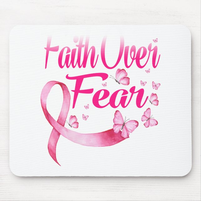 Pink Ribbon Faith Tee Breast Cancer Survivor Mouse Pad (Front)