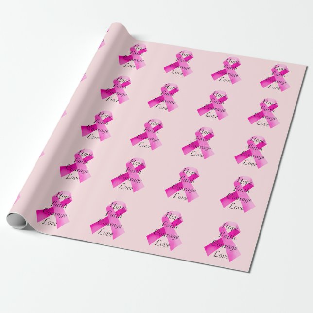 Pink Ribbon Faith Wrapping Paper (Unrolled)