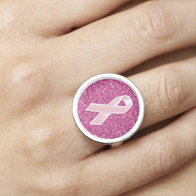 Pink Ribbon & Faux Glitter Ring (In Situ)