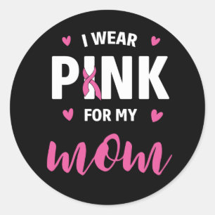 Pink Ribbon Fighter Survivor Mom Breast Cancer Classic Round Sticker