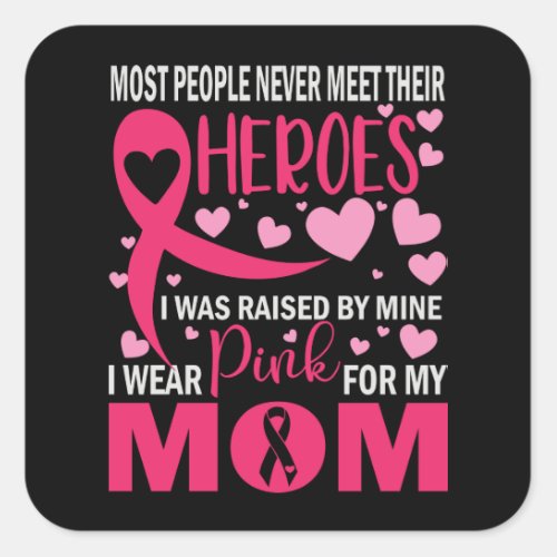 Pink Ribbon Fighter Survivor Mom Breast Cancer  Sq Square Sticker