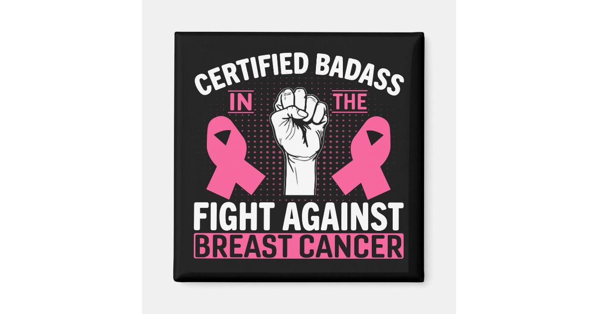 Pink Ribbon Fighter Warrior Breast Cancer Magnet | Zazzle