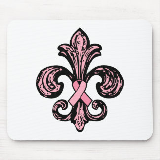 Pink Ribbon Fleur de lis Mouse Pad