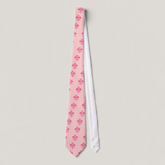 Pink Ribbon Fleur de Lis Neck Tie