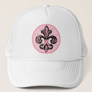 Pink Ribbon Fleur de lis Trucker Hat