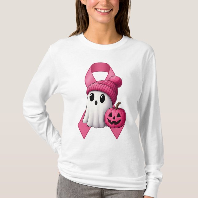 Pink Ribbon Floral - Breast Cancer Support T-Shirt (Front)