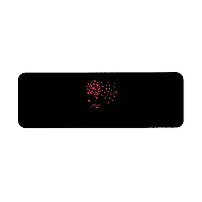 Pink Ribbon Flower Dandelion Breast Cancer Awarene Label (Front)