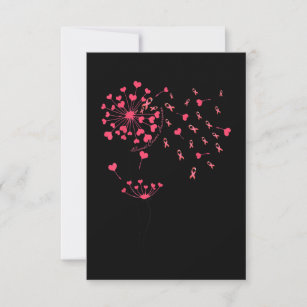 Pink Ribbon Flower Dandelion Breast Cancer Awarene Thank You Card