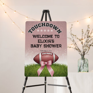 Pink Ribbon Football Touchdown Baby Shower Foam Board
