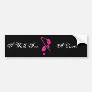 Pink Ribbon Footprints I Walk For A Cure Bumper Sticker