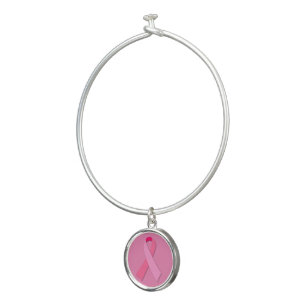 Pink Ribbon for Breast Cancer Awareness Bangle Bracelet