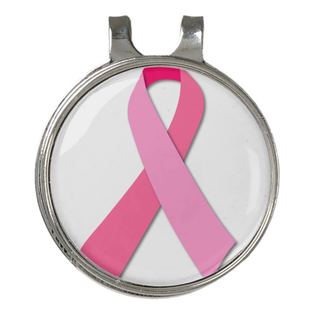 Pink Ribbon for Breast Cancer Awareness Golf Hat Clip (Front)