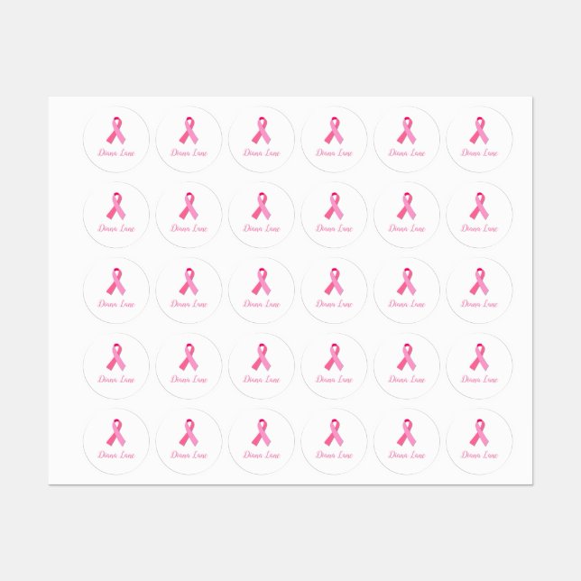 Pink Ribbon for Breast Cancer Awareness Labels (Sheet)