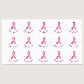 Pink Ribbon for Breast Cancer Awareness Labels