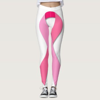 Pink Ribbon For Breast Cancer Awareness Leggings by TerryBain at Zazzle