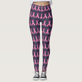 Pink Ribbon For Breast Cancer Awareness Midnight Leggings by TerryBain at Zazzle