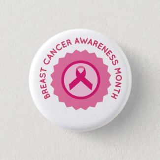 Pink ribbon for Breast Cancer Awareness month Button