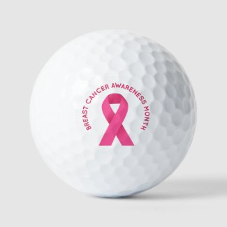 Pink ribbon for Breast Cancer Awareness month Golf Balls